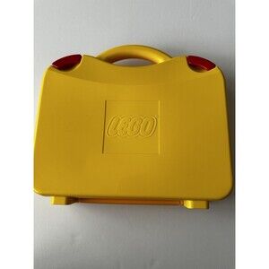 Lego Carrying Case Storage Container Yellow With Moveable Dividers With Legos